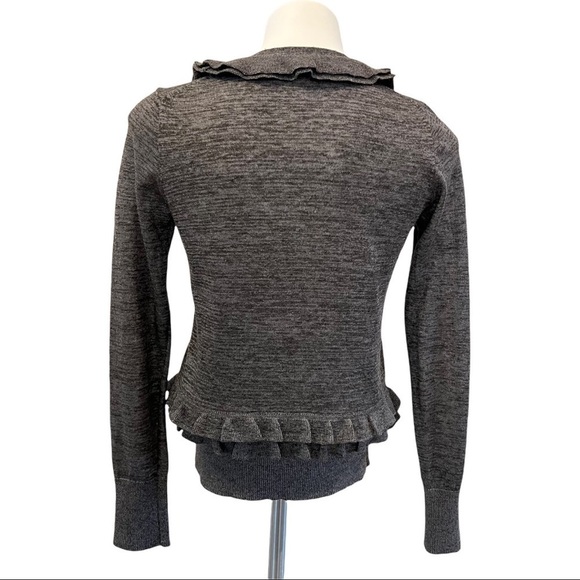 J. CREW Alpaca/Wool Blend Ruffle Button Down Cardigan Charcoal Gray Size S - Picture 3 of 6